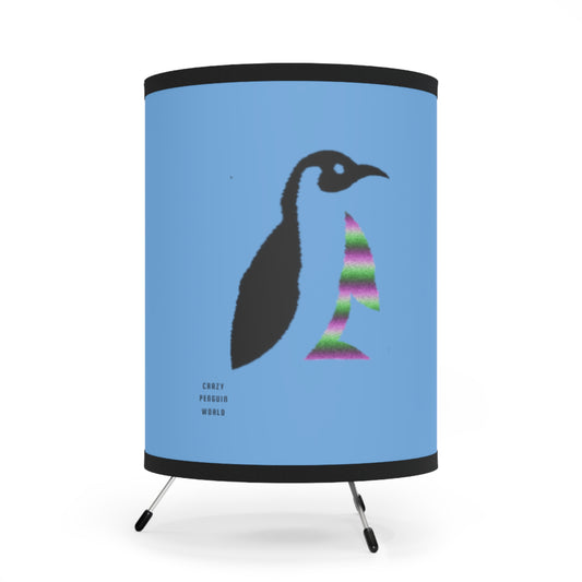 Tripod Lamp with High-Res Printed Shade, US\CA plug: Crazy Penguin World Logo Lite Blue