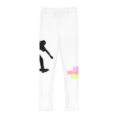 Youth Full-Length Leggings: Skateboarding White