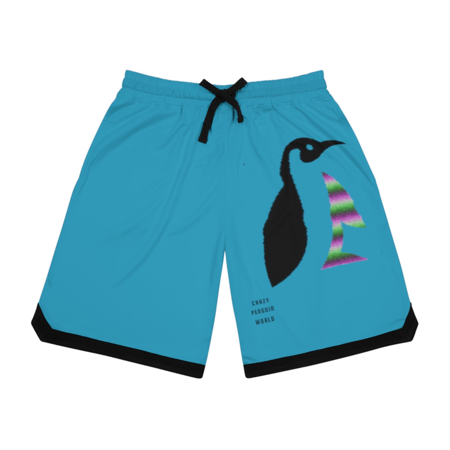 Basketball Rib Shorts: Crazy Penguin World Logo Turquoise