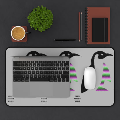 Desk Mat: Crazy Penguin World Logo Lite Grey