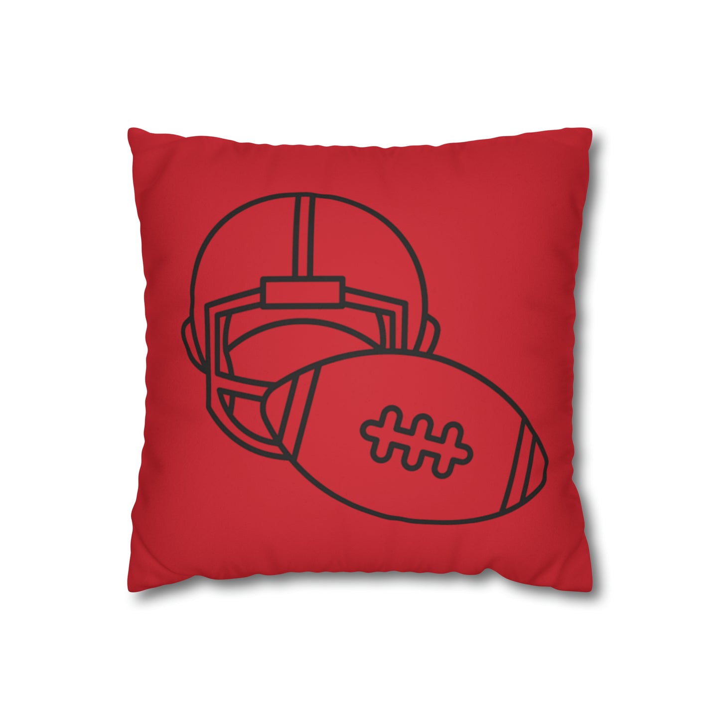 Faux Suede Square Pillow Case: Football Dark Red