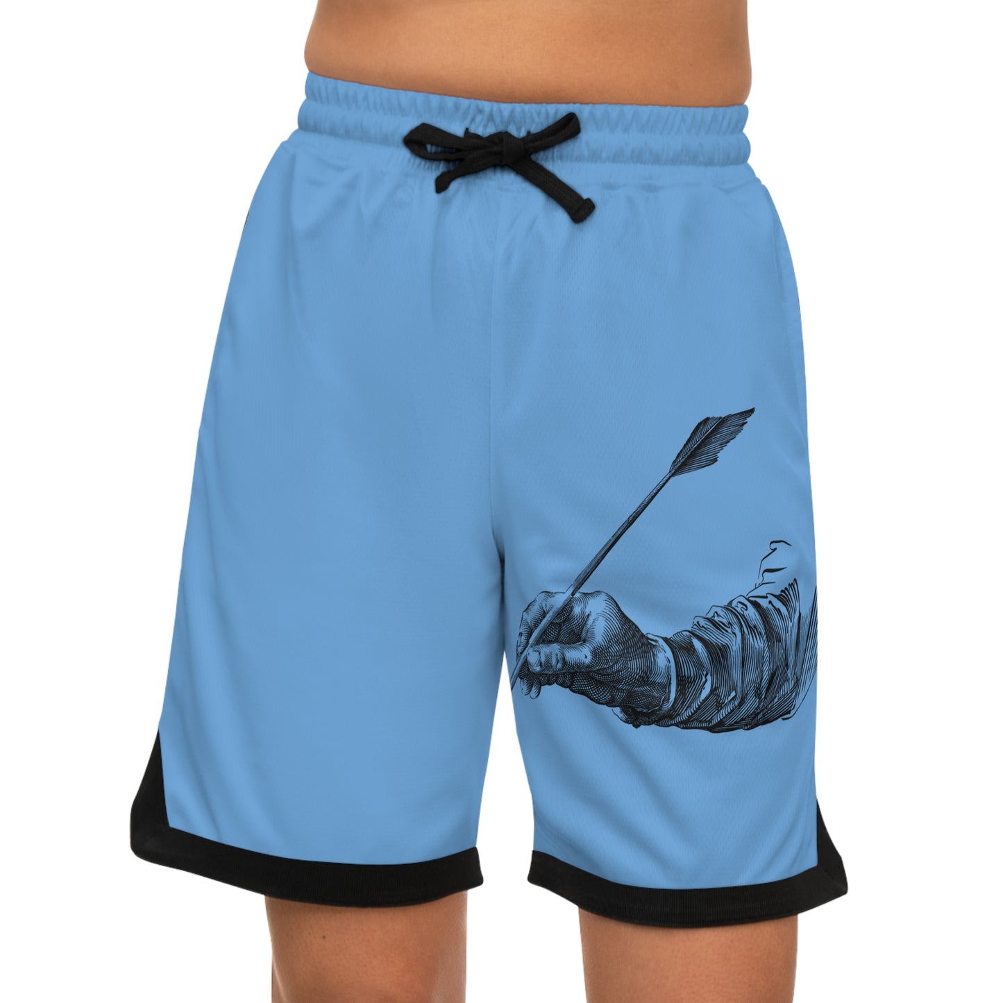 Basketball Rib Shorts: Writing Lite Blue