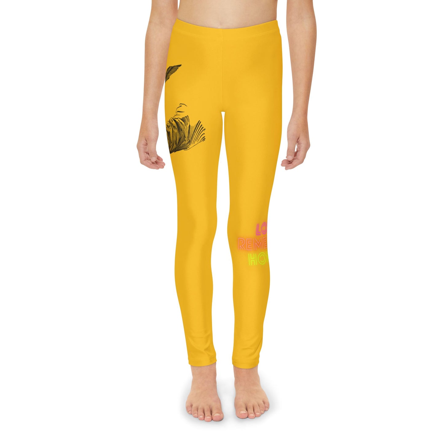 Youth Full-Length Leggings: Writing Yellow