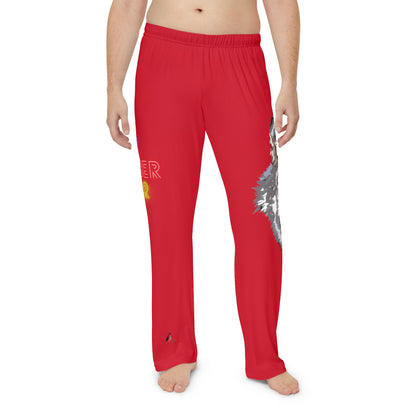 Men's Pajama Pants: Wolves Dark Red