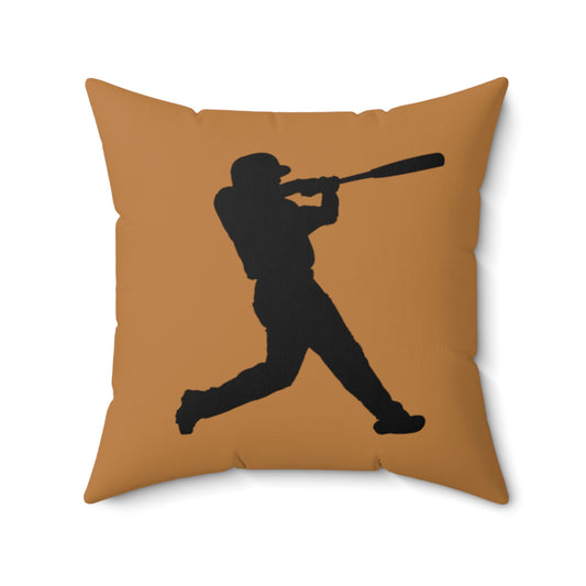 Spun Polyester Square Pillow: Baseball Lite Brown