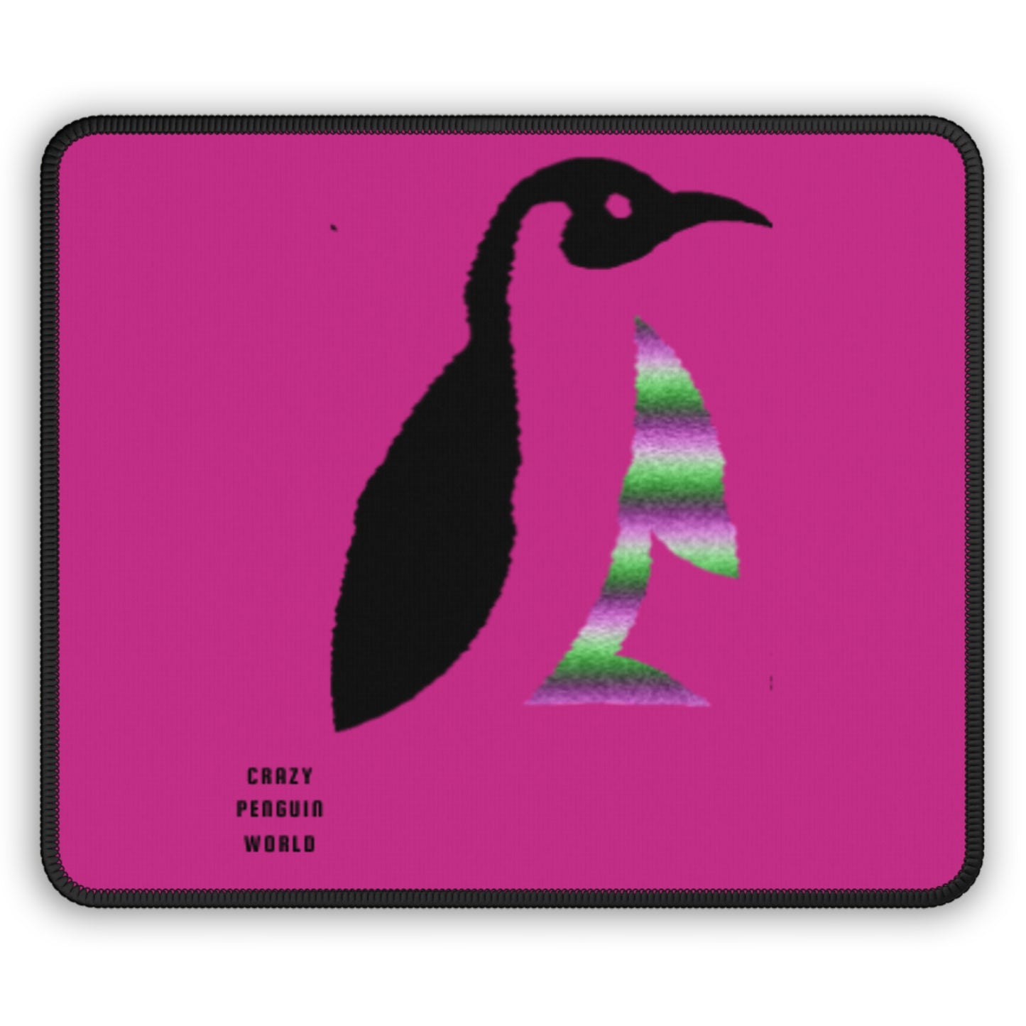 Gaming Mouse Pad: Crazy Penguin World Logo Pink