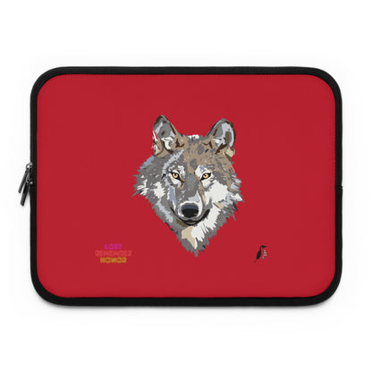 Laptop Sleeve: Wolves Dark Red