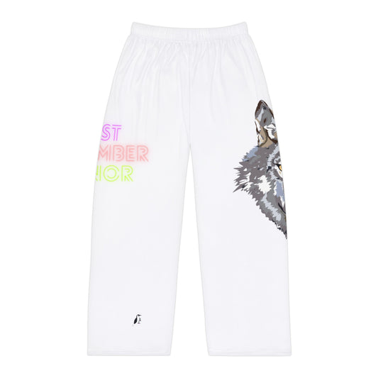 Men's Pajama Pants: Wolves White