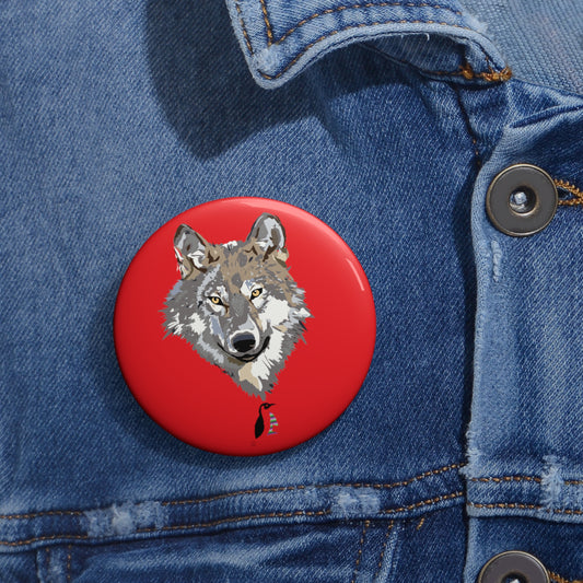 Custom Pin Buttons Wolves Red