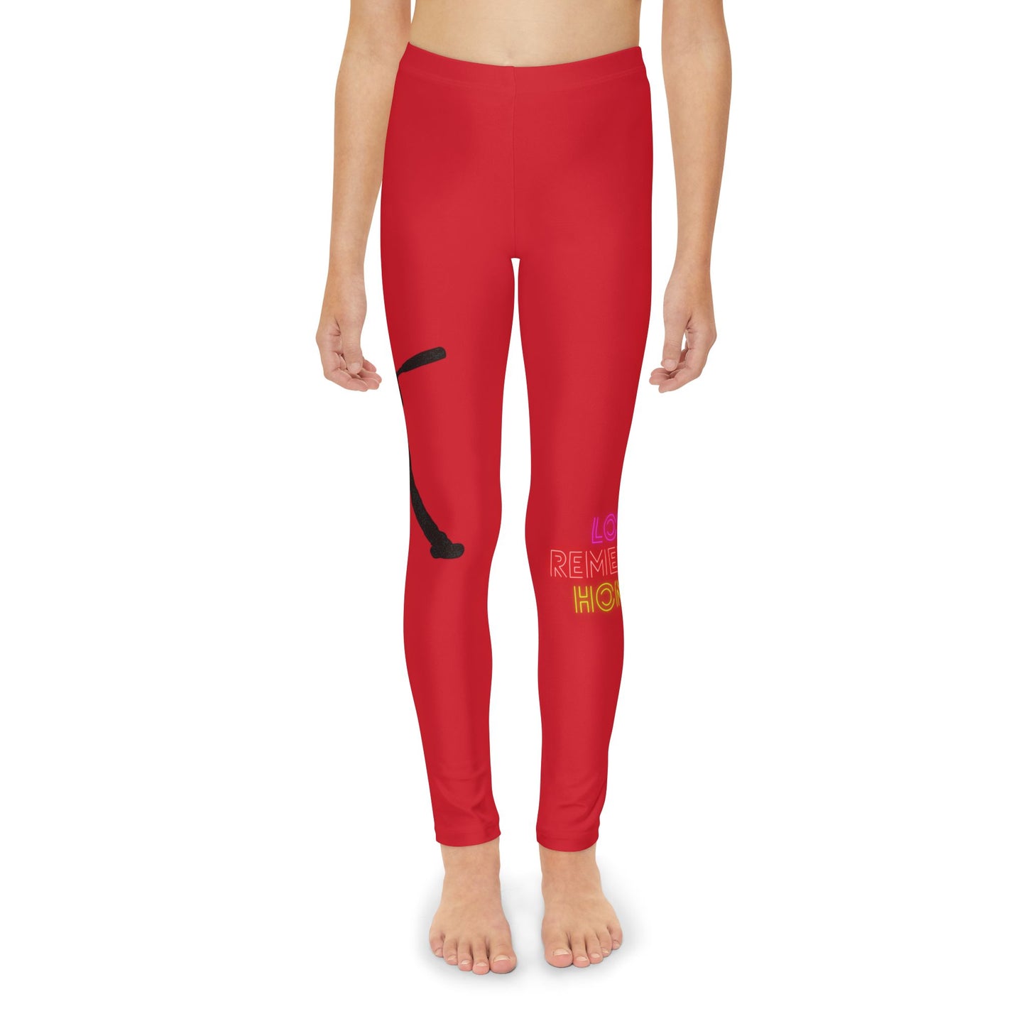 Youth Full-Length Leggings: Baseball Dark Red