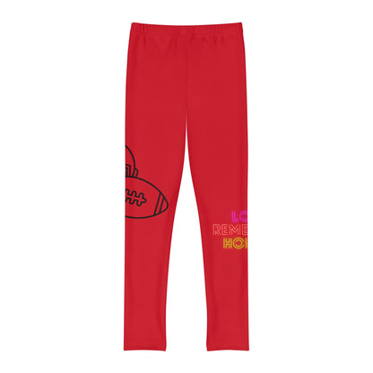 Youth Full-Length Leggings: Football Dark Red