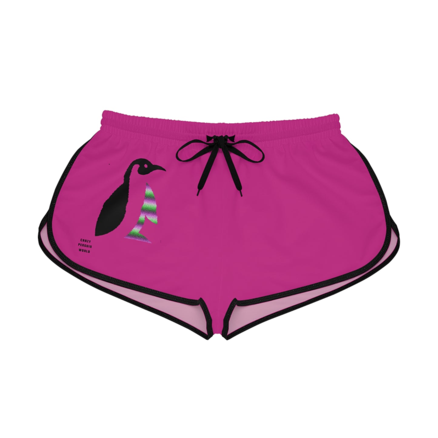 Women's Relaxed Shorts: Crazy Penguin World Logo Pink