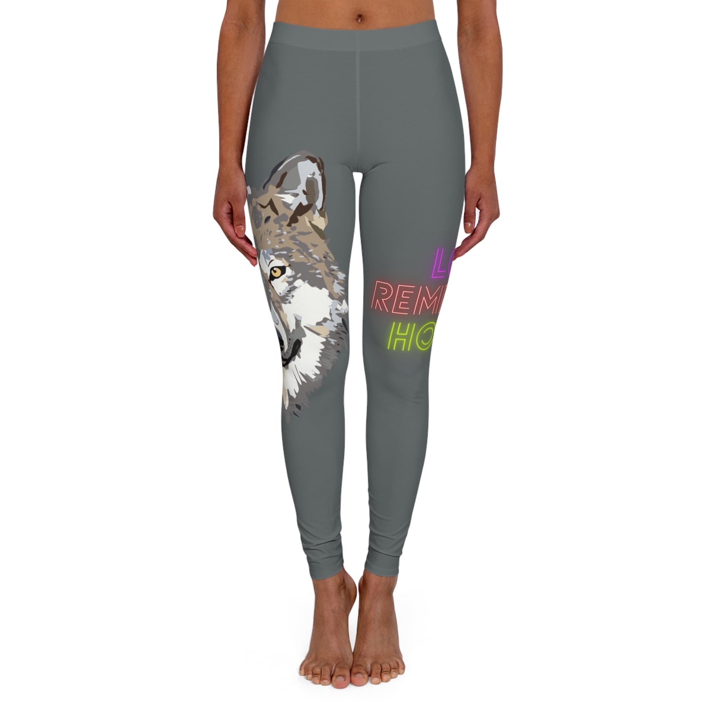 Women's Spandex Leggings: Wolves Dark Grey