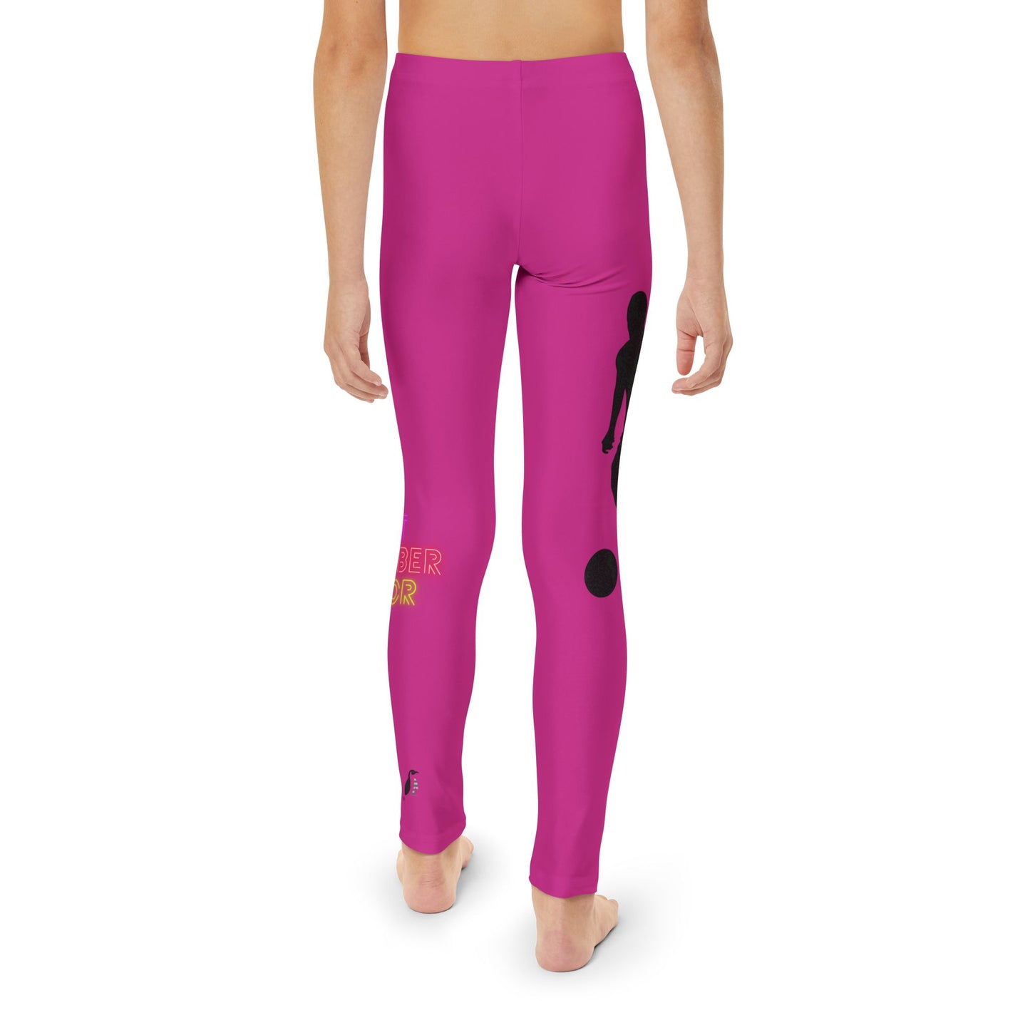 Youth Full-Length Leggings: Soccer Pink