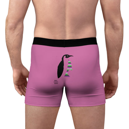 Men's Boxer Briefs: Crazy Penguin World Logo Lite Pink