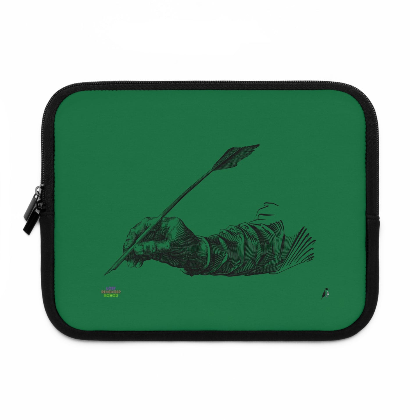 Laptop Sleeve: Writing Dark Green