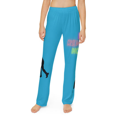 Kids Pajama Pants: Hockey Turquoise