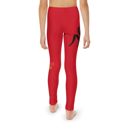 Youth Full-Length Leggings: Wrestling Dark Red