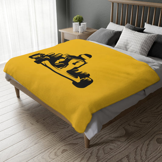 Velveteen Minky Blanket (Two-sided print): Racing Yellow