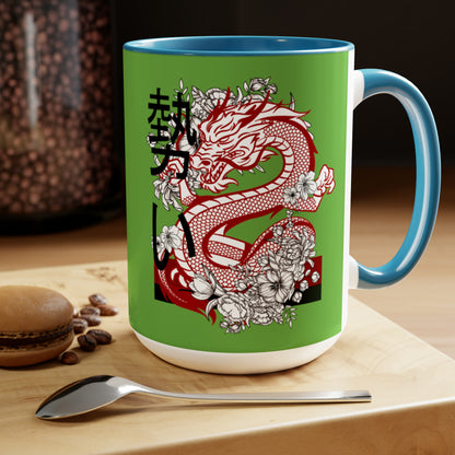 Two-Tone Coffee Mugs, 15oz: Dragons Green