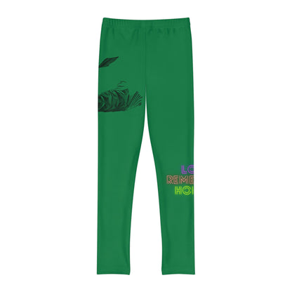 Youth Full-Length Leggings: Writing Dark Green