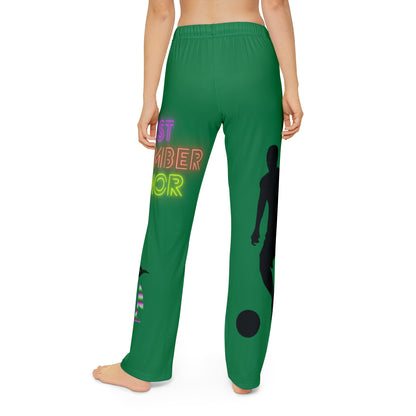 Kids Pajama Pants: Soccer Dark Green