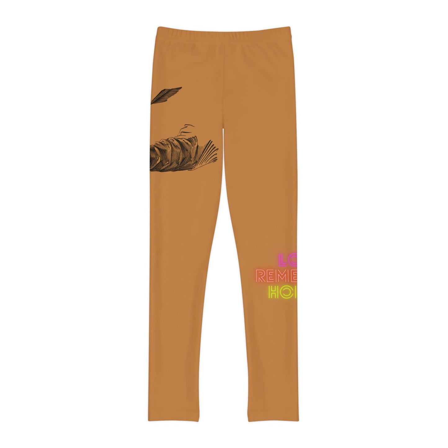 Youth Full-Length Leggings: Writing Lite Brown