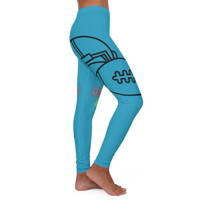 Women's Spandex Leggings: Football Turquoise