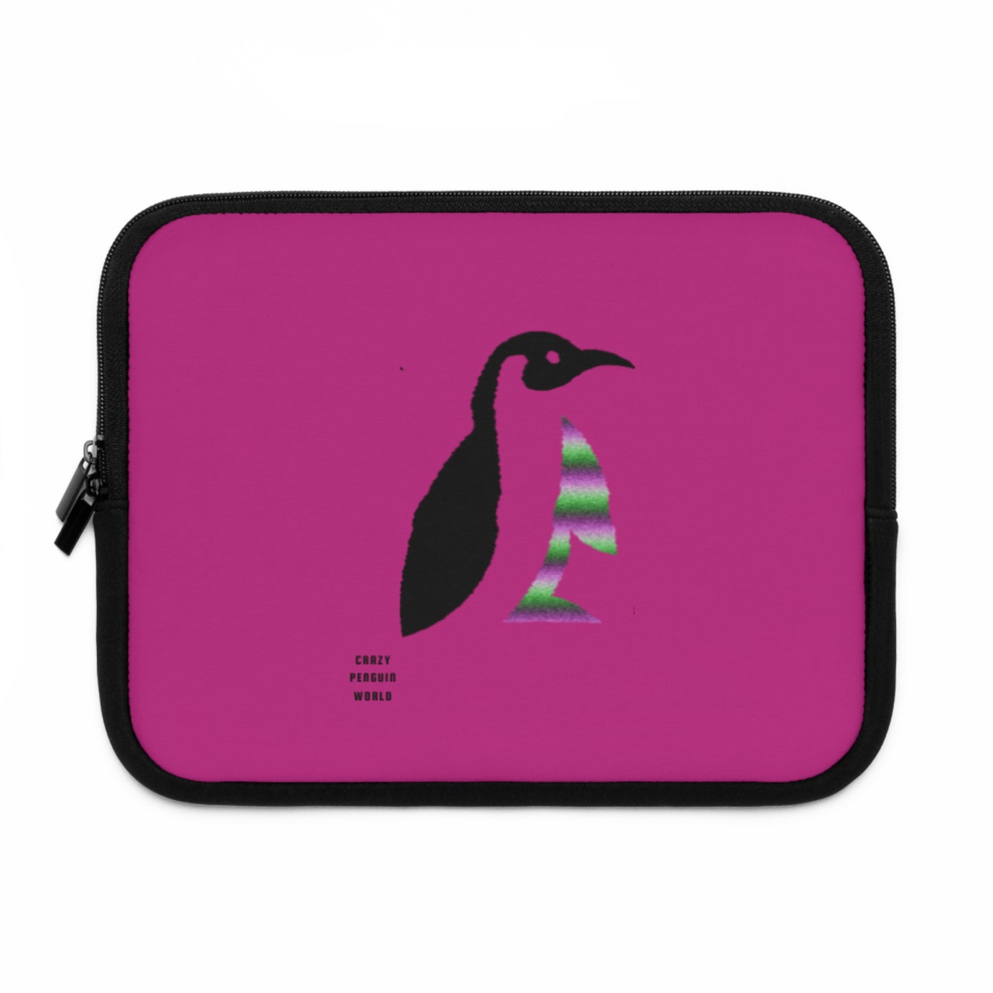 Laptop Sleeve: Crazy Penguin World Logo Pink