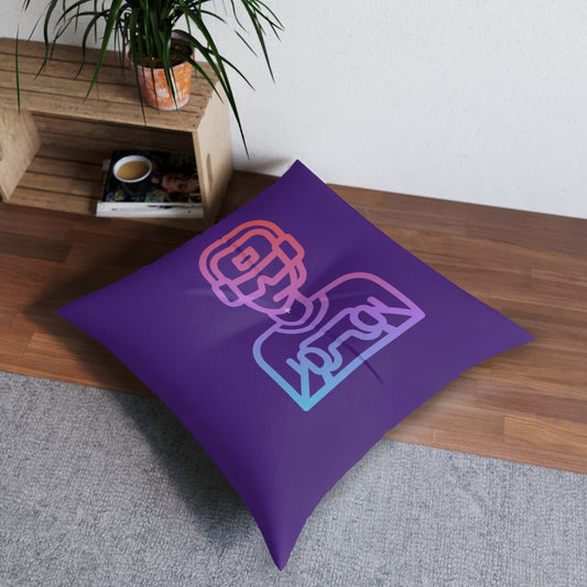 Tufted Floor Pillow, Square: Gaming Purple
