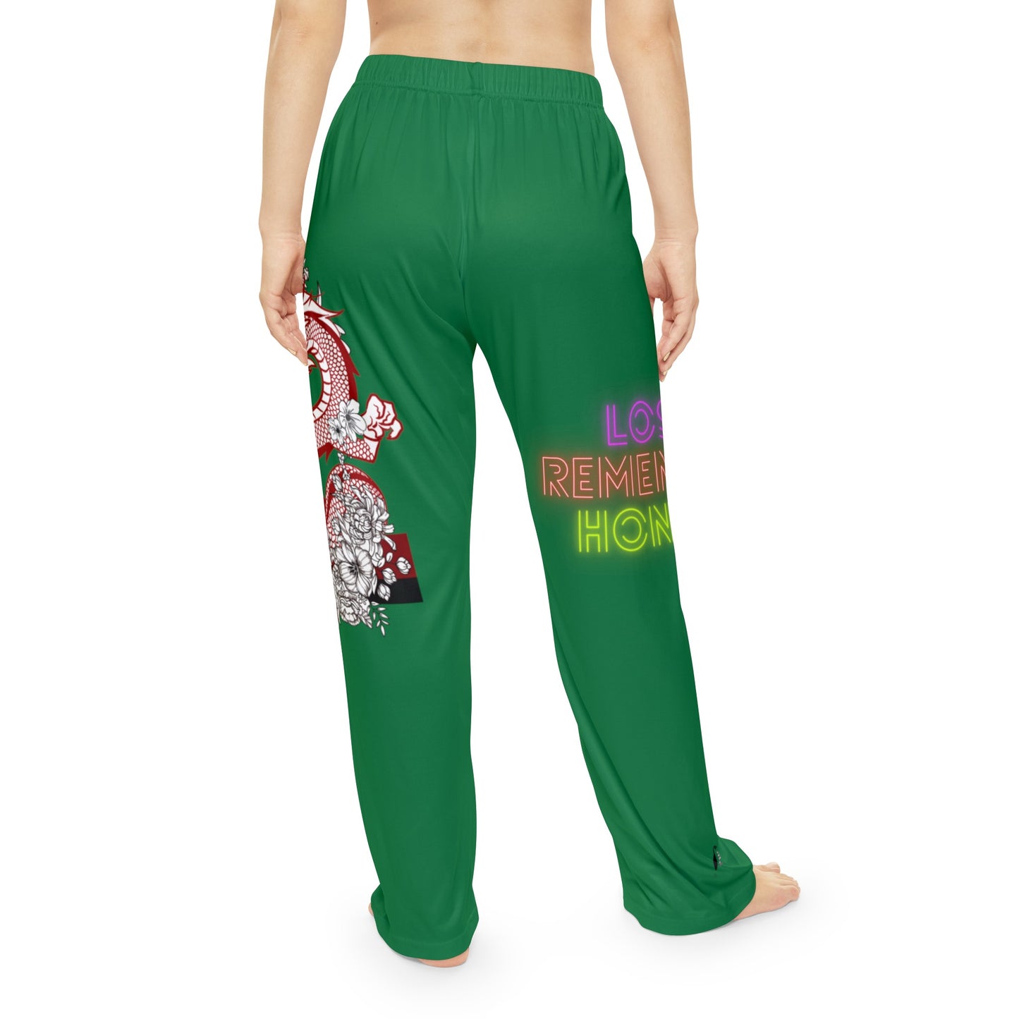 Women's Pajama Pants: Dragons Dark Green