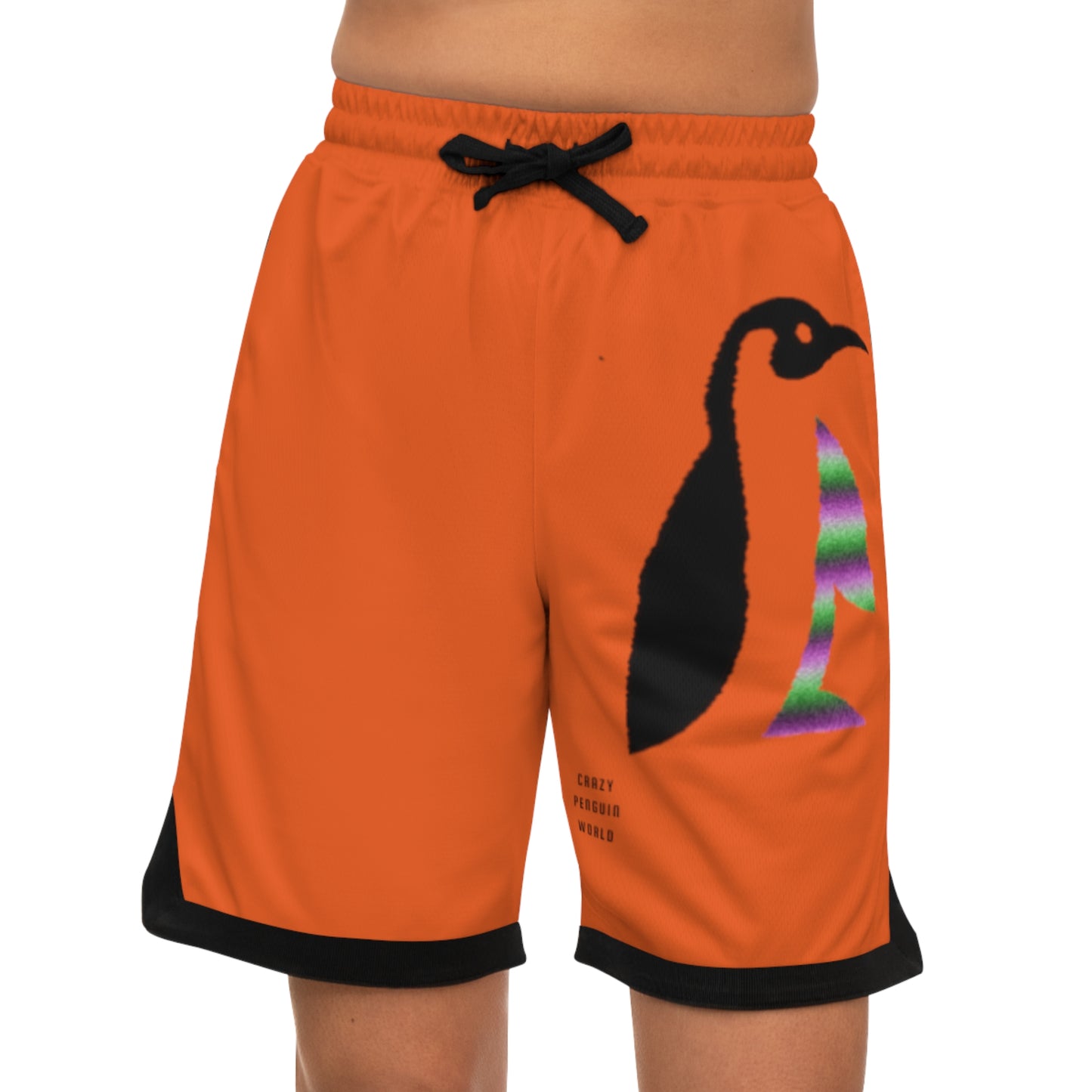 Basketball Rib Shorts: Crazy Penguin World Logo Orange