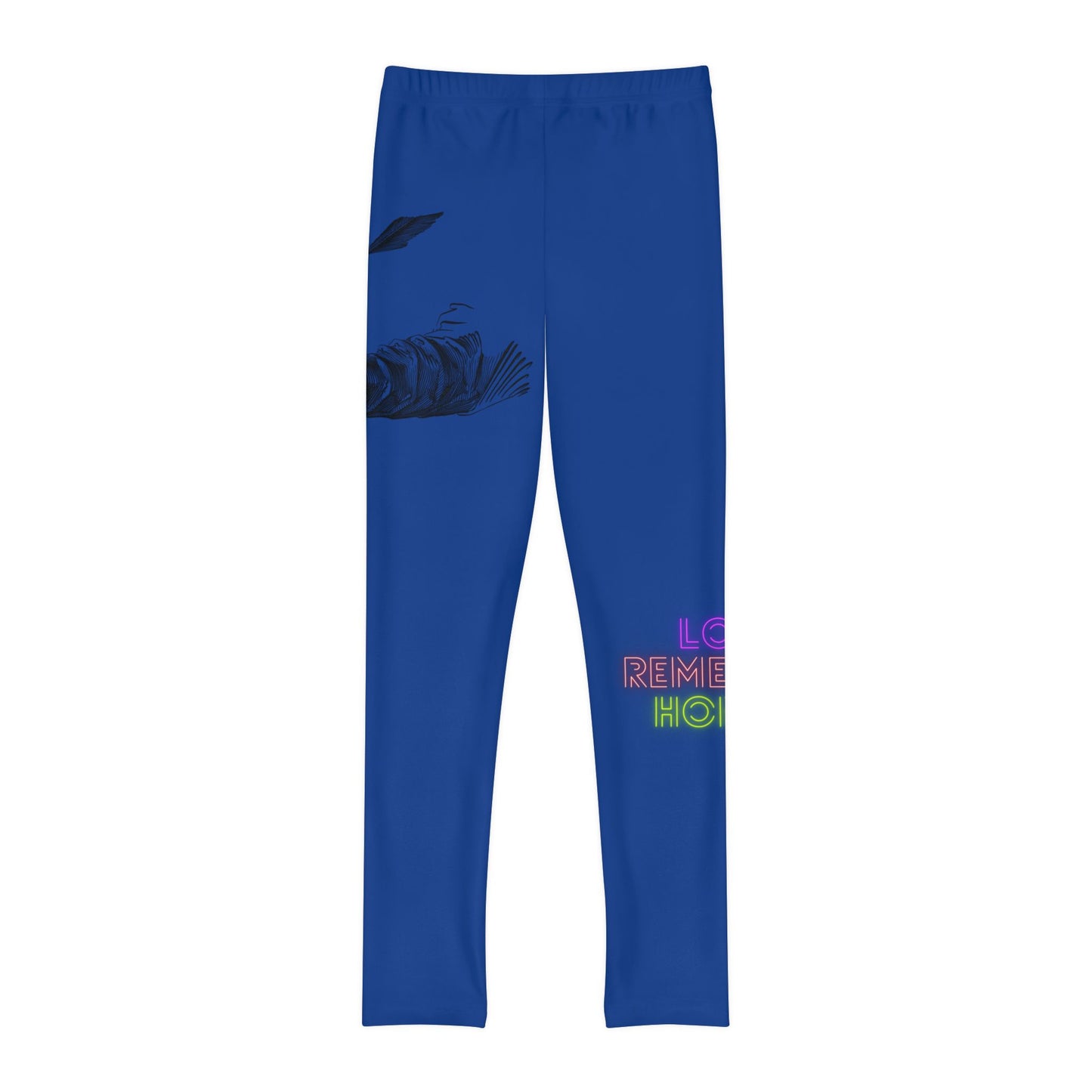 Youth Full-Length Leggings: Writing Dark Blue