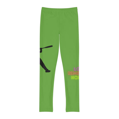 Youth Full-Length Leggings: Baseball Green