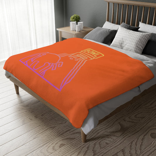 Velveteen Minky Blanket (Two-sided print): Bowling Orange