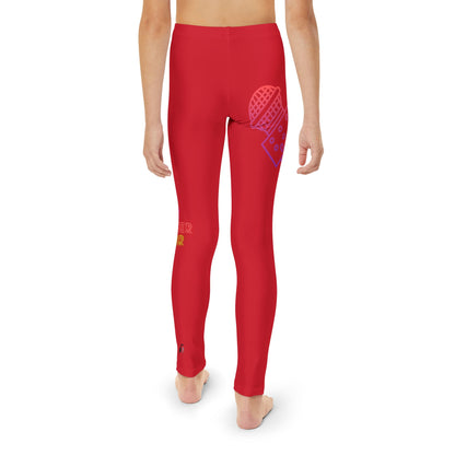 Youth Full-Length Leggings: Music Dark Red