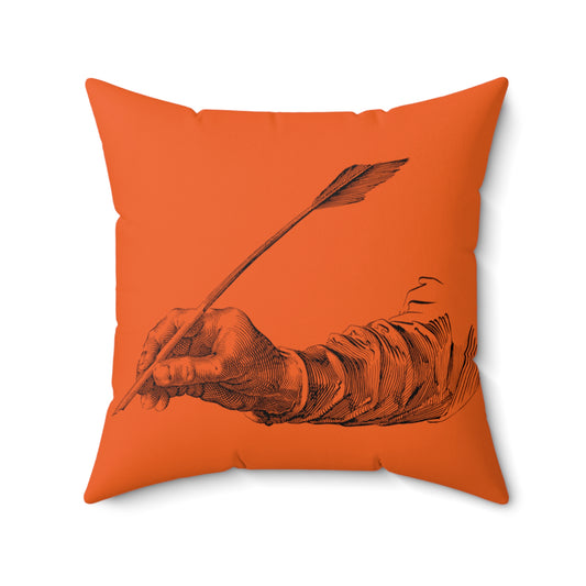 Spun Polyester Square Pillow: Writing Orange