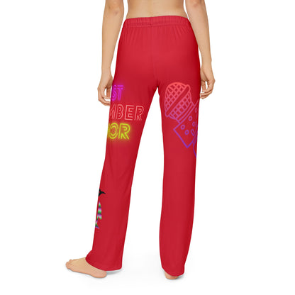 Kids Pajama Pants: Music Dark Red