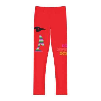 Youth Full-Length Leggings: Crazy Penguin World Logo Red