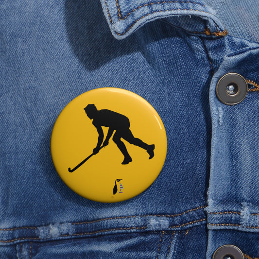 Custom Pin Buttons Hockey Yellow