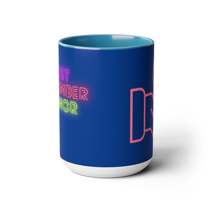 Two-Tone Coffee Mugs, 15oz: Fight Cancer Dark Blue