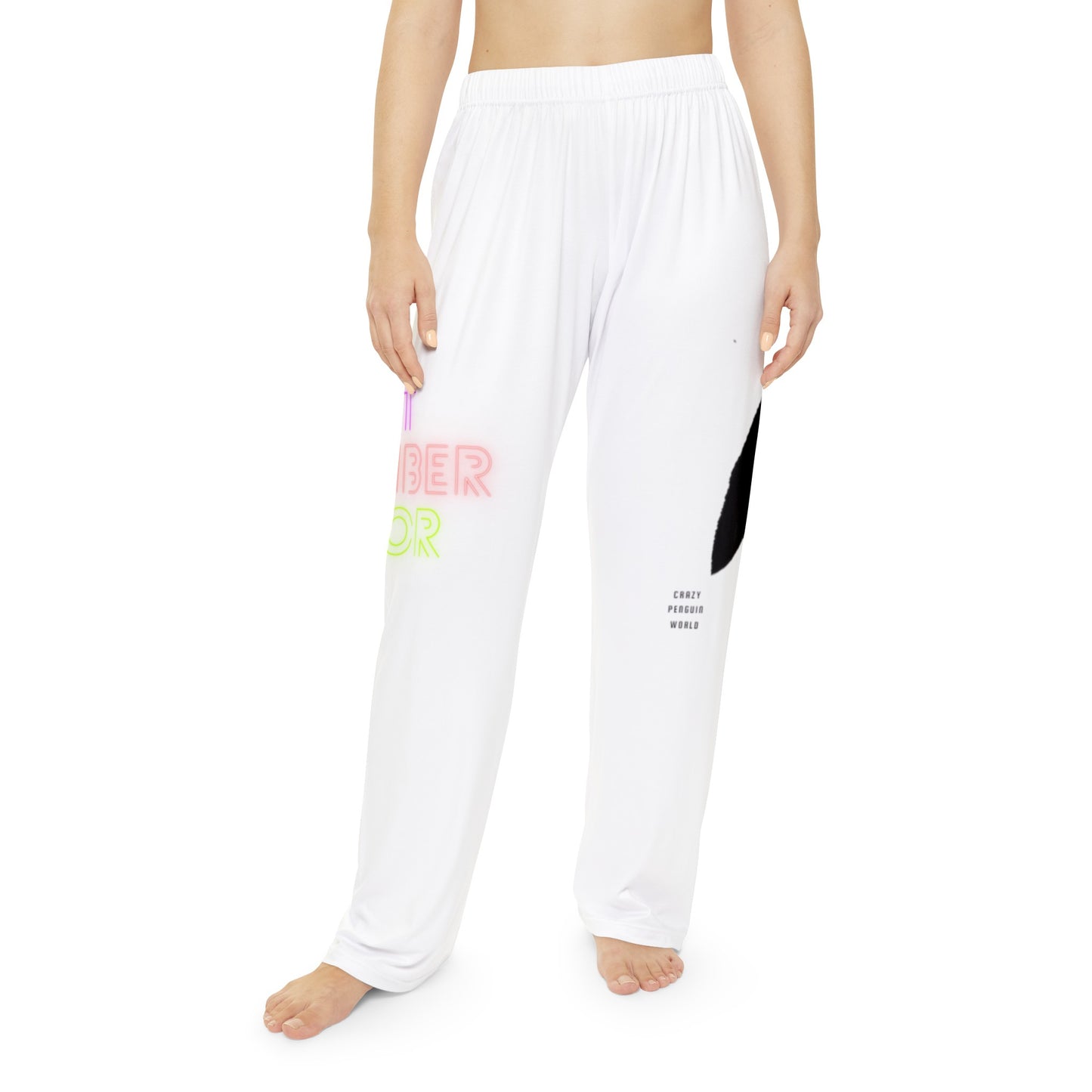 Women's Pajama Pants: Crazy Penguin World Logo White