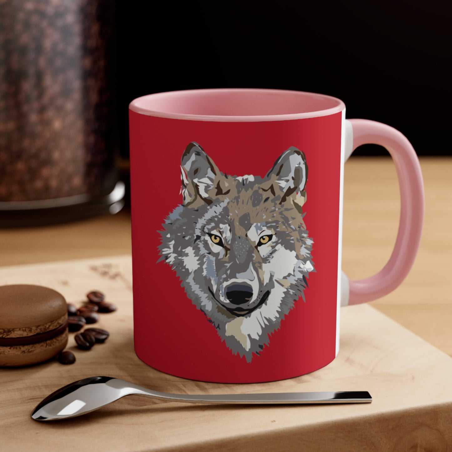 Accent Coffee Mug, 11oz: Wolves Dark Red