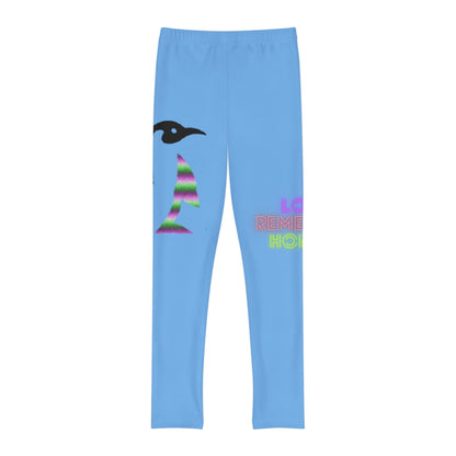 Youth Full-Length Leggings: Crazy Penguin World Logo Lite Blue