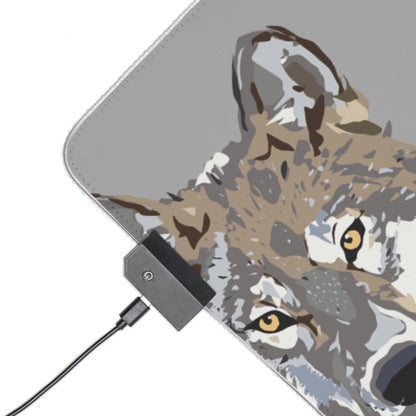 LED Gaming Mouse Pad: Wolves Lite Grey