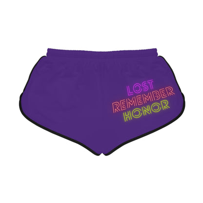 Women's Relaxed Shorts: Crazy Penguin World Logo Purple