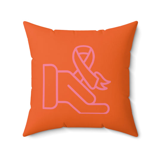 Spun Polyester Square Pillow: Fight Cancer Orange