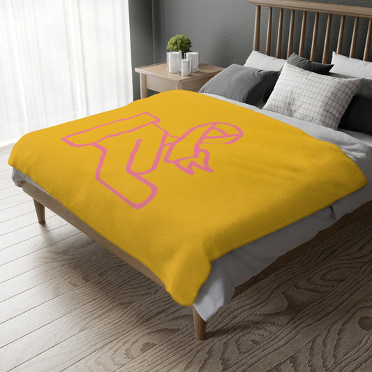 Velveteen Minky Blanket (Two-sided print): Fight Cancer Yellow
