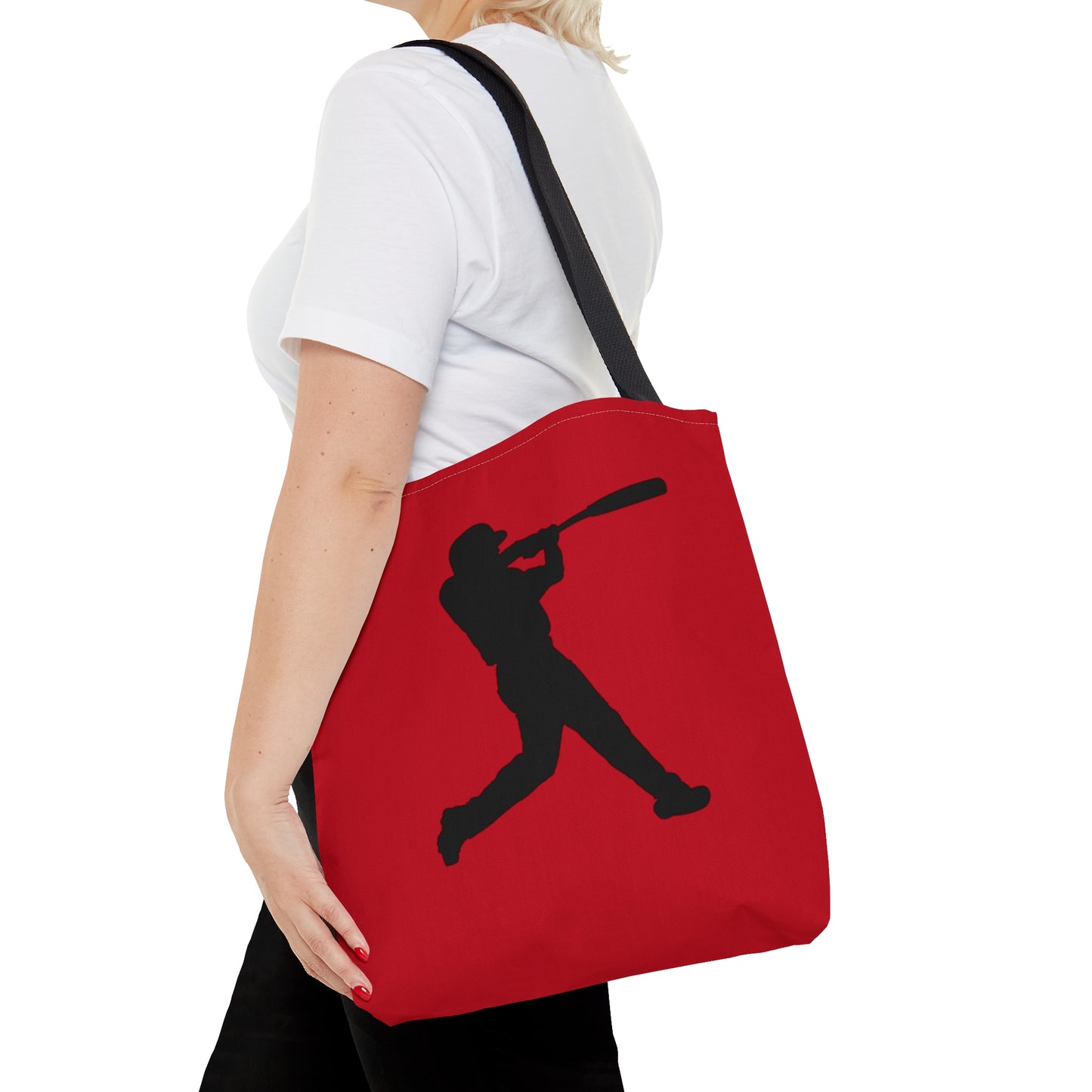 Tote Bag: Baseball Dark Red