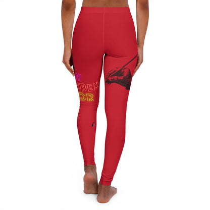 Women's Spandex Leggings: Writing Dark Red